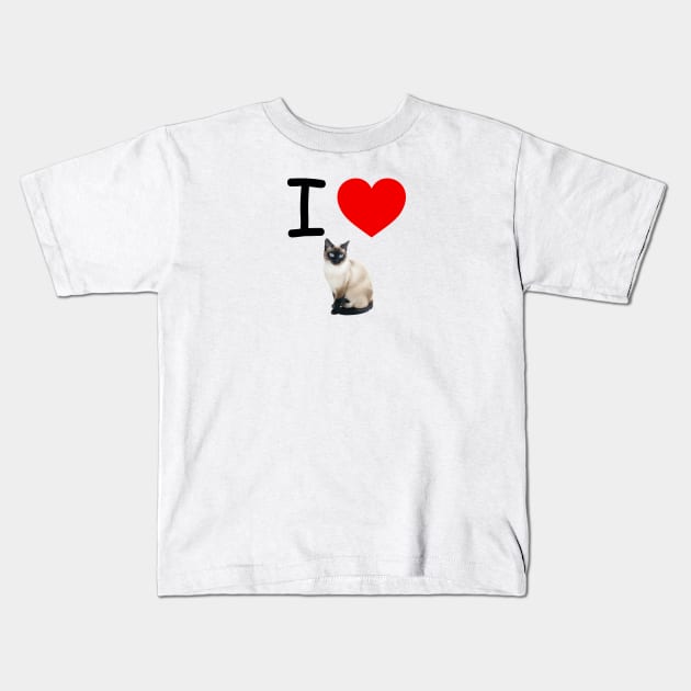 I HEART SIAMESE CAT Kids T-Shirt by EmoteYourself